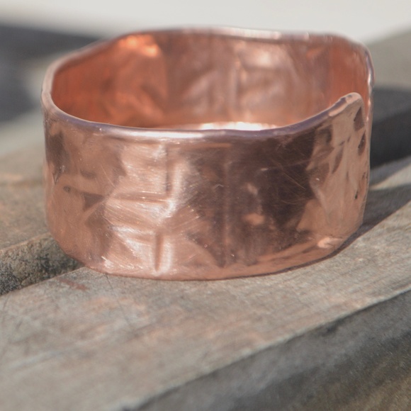 Mens Copper Embossed Cuff Bracelet Rustic Mans Man - Picture 5 of 8